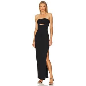 Nicholas Pasha Strapless Gown Dress‎ Black Ponte Side Slit Cutout Sz 8 US